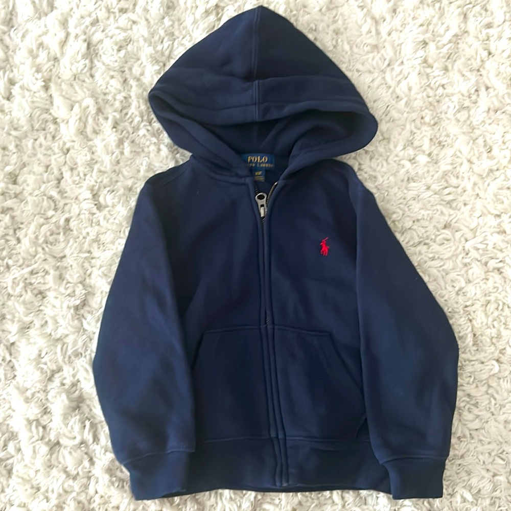Boys Polo Navy Zip-Up Sweater. Size 3/3T.